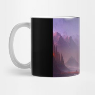 Ai Generated Art Scenery - Mountain Castle with Bridge Mug